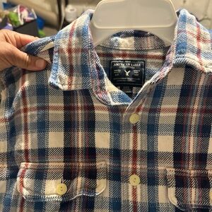 American Eagle Outfitters Red and Blue Plaid Shirt